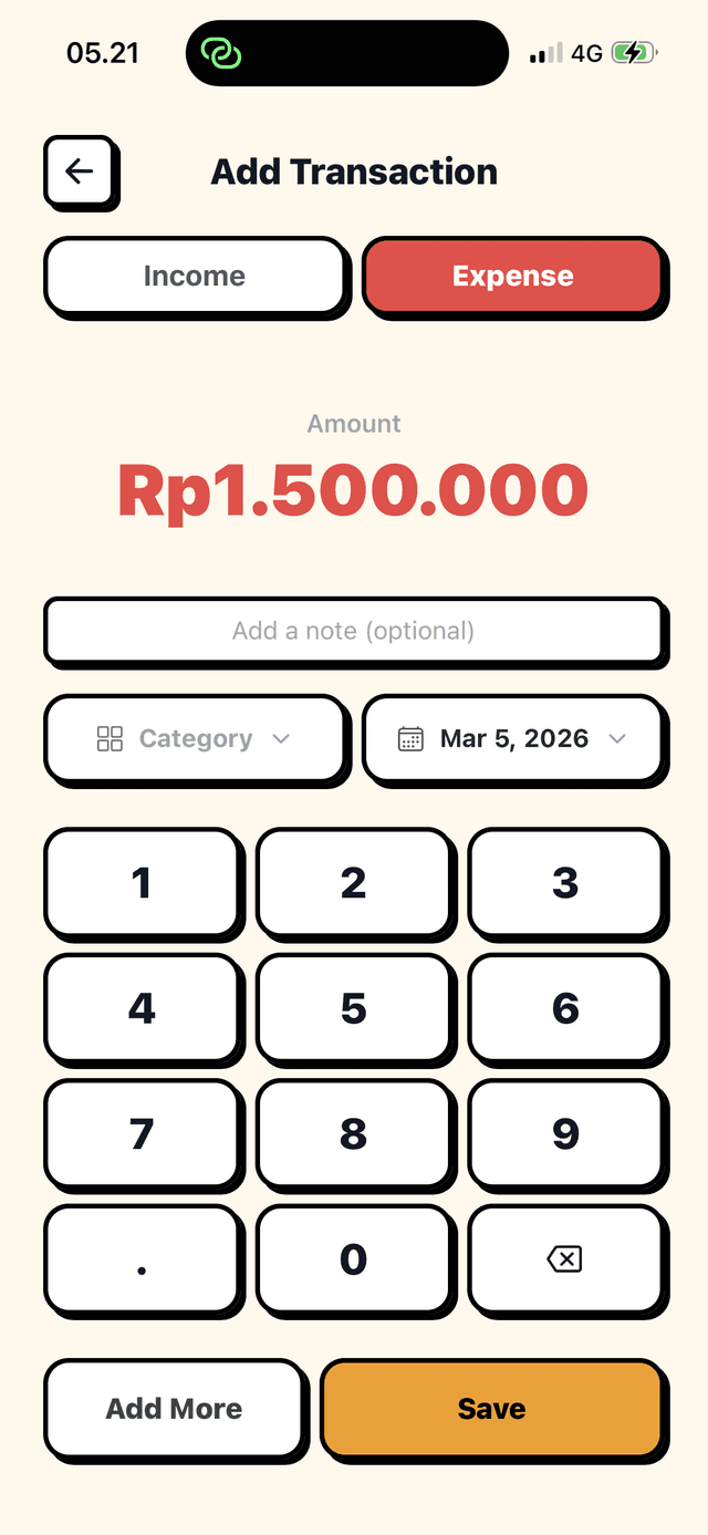 Add transactions screen